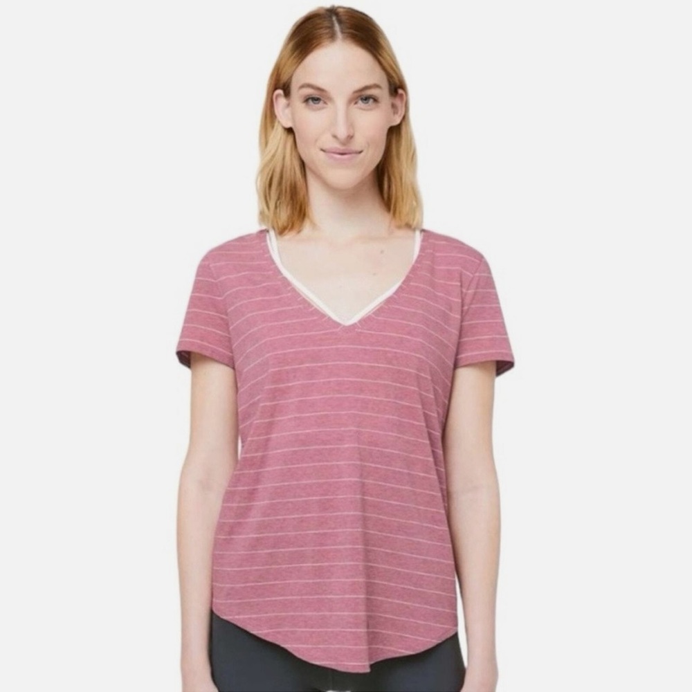 Lululemon love tee stripe merlot white small medium 4 6 8